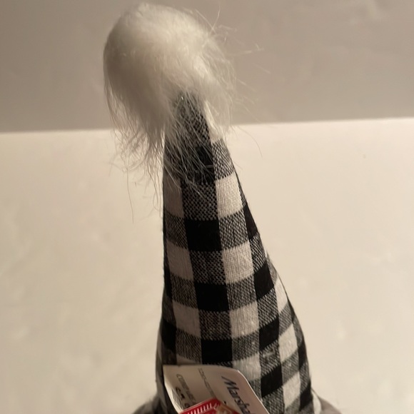 NWT balsam & fir trading  black, white and gray Buffalo check jingle bell Gnome - Picture 9 of 13